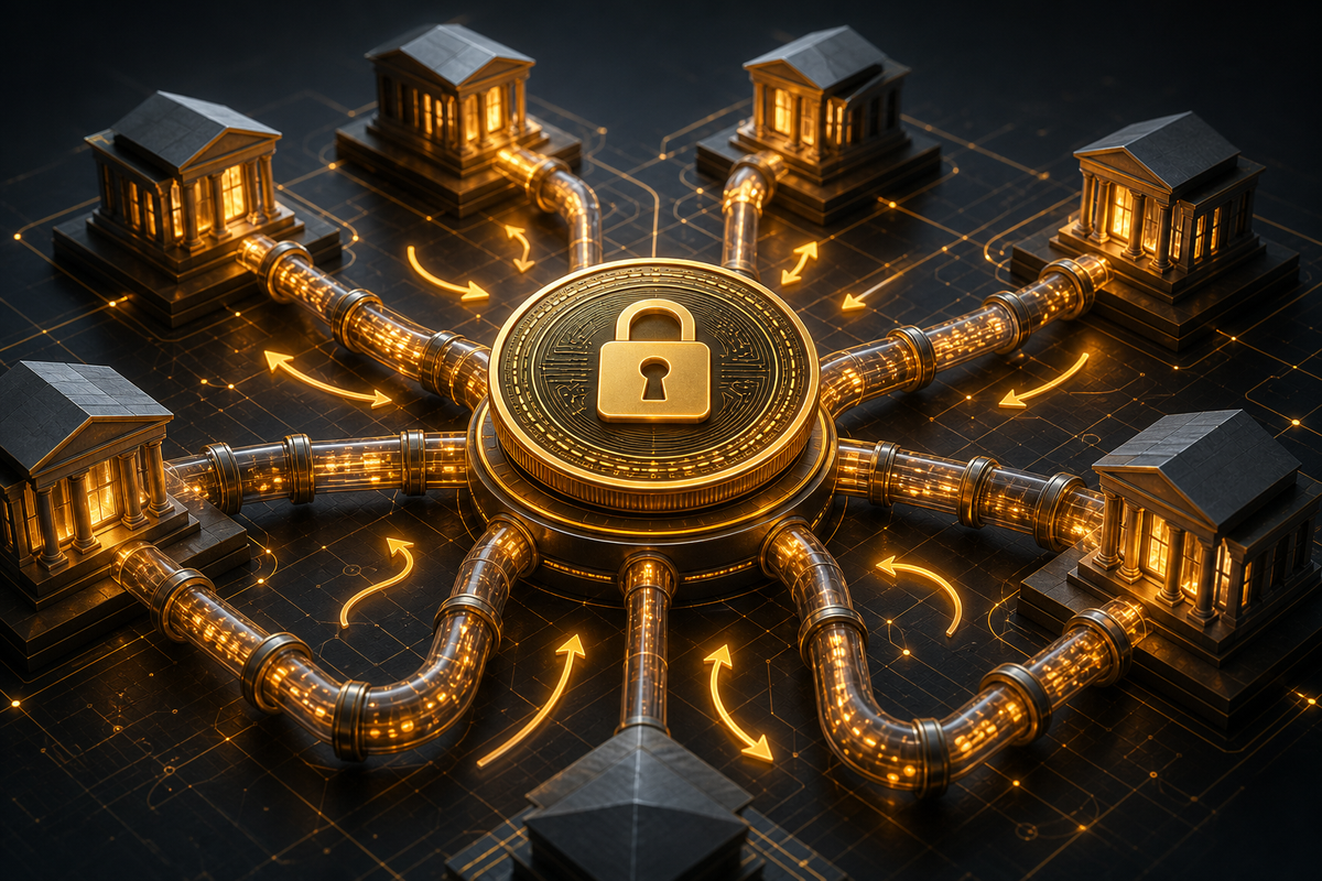 Editorial illustration for Stablecoin Banking’s Infrastructure Pivot Attracts $300M+ in Capital