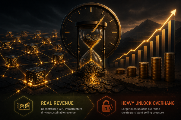 Editorial illustration for Aethir: Real Revenue, Heavy Unlock Overhang